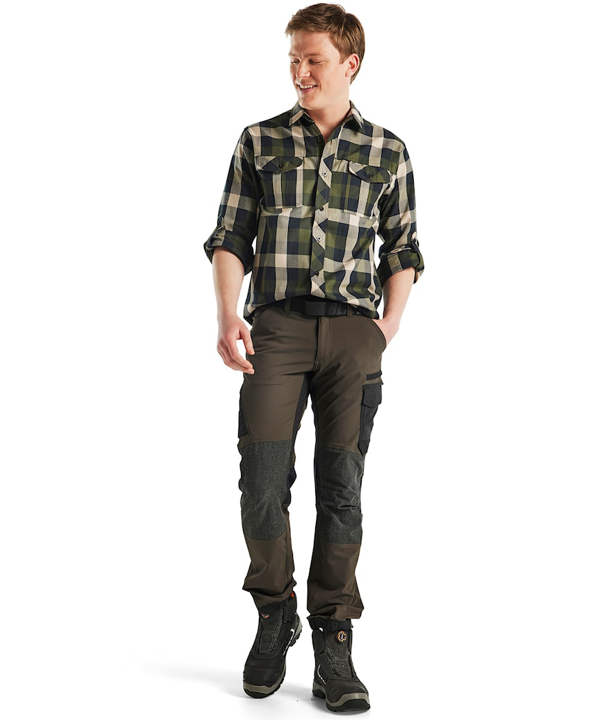 Bl&aring;kl&auml;der flanell skogsarbetare skjorta, Svart/Gul