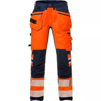 Fristads craftsman trousers 2707 PLU, Hi-vis Orange/Marine