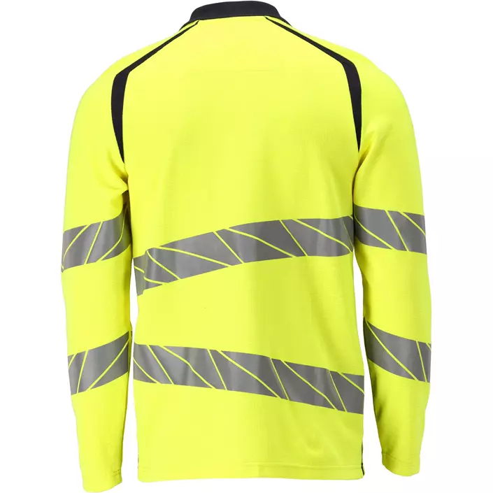 Mascot Accelerate Multisafe langærmet polo T-shirt, Hi-Vis Gul/Mørk Marine, large image number 1