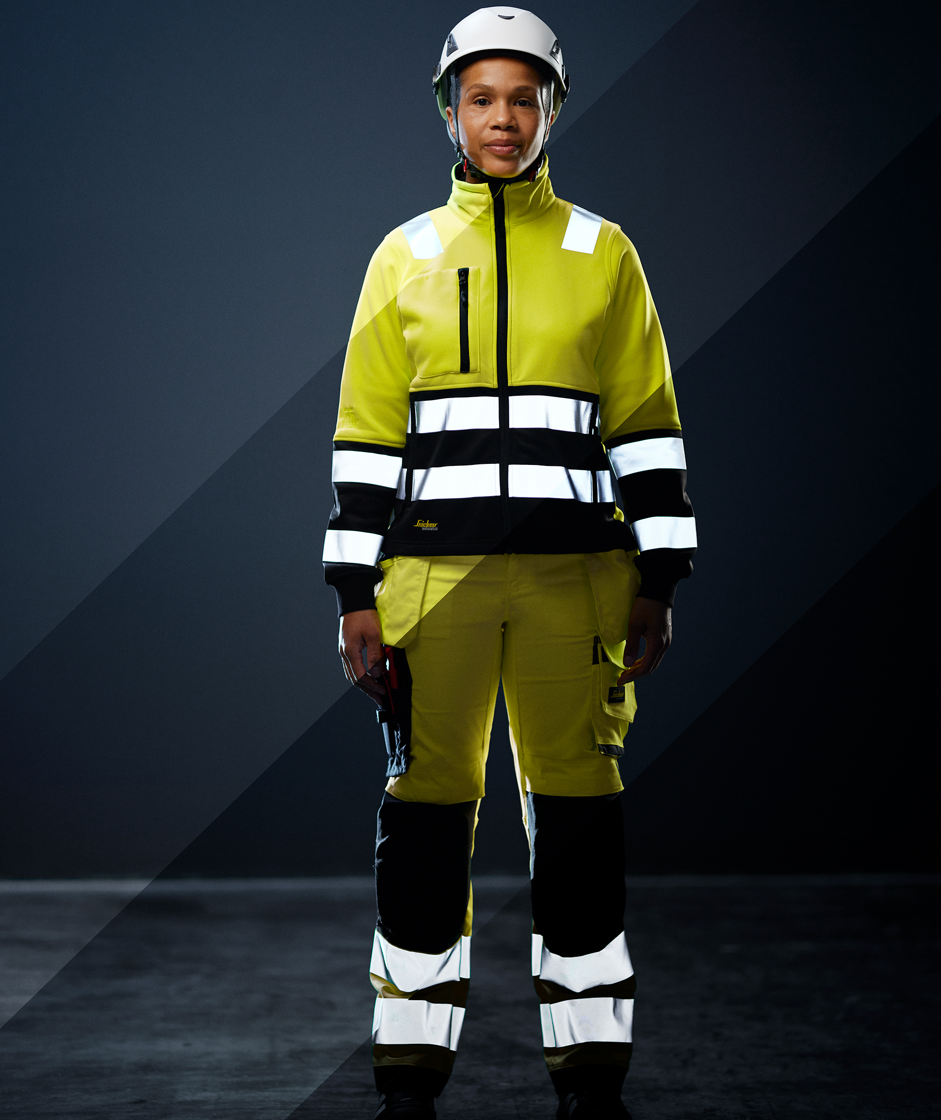 Snickers dame sweatjakke 8073, Hi-vis Gul/Sort