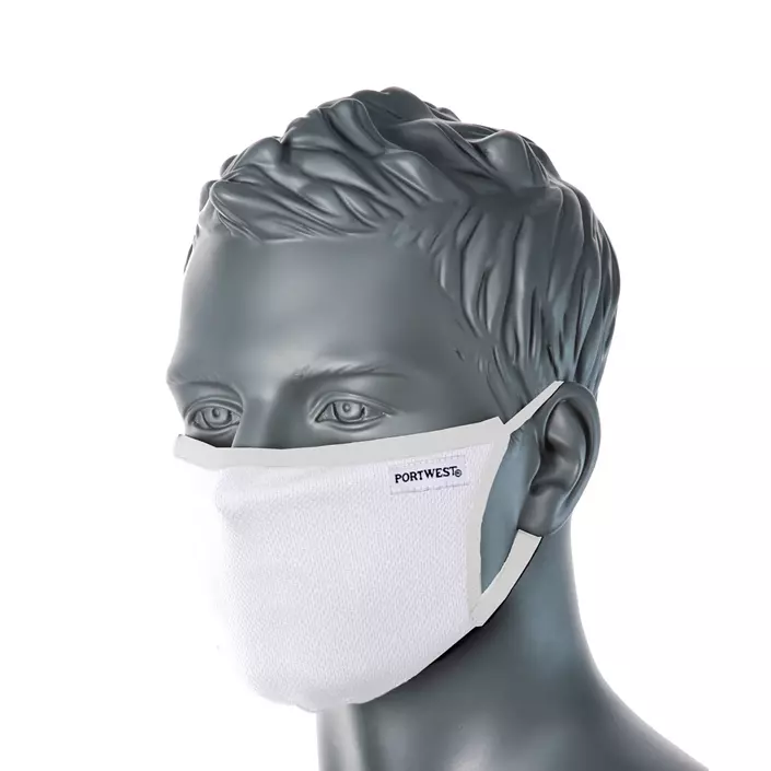 Portwest CV33 3-layer reusable face mask, White, White, large image number 1