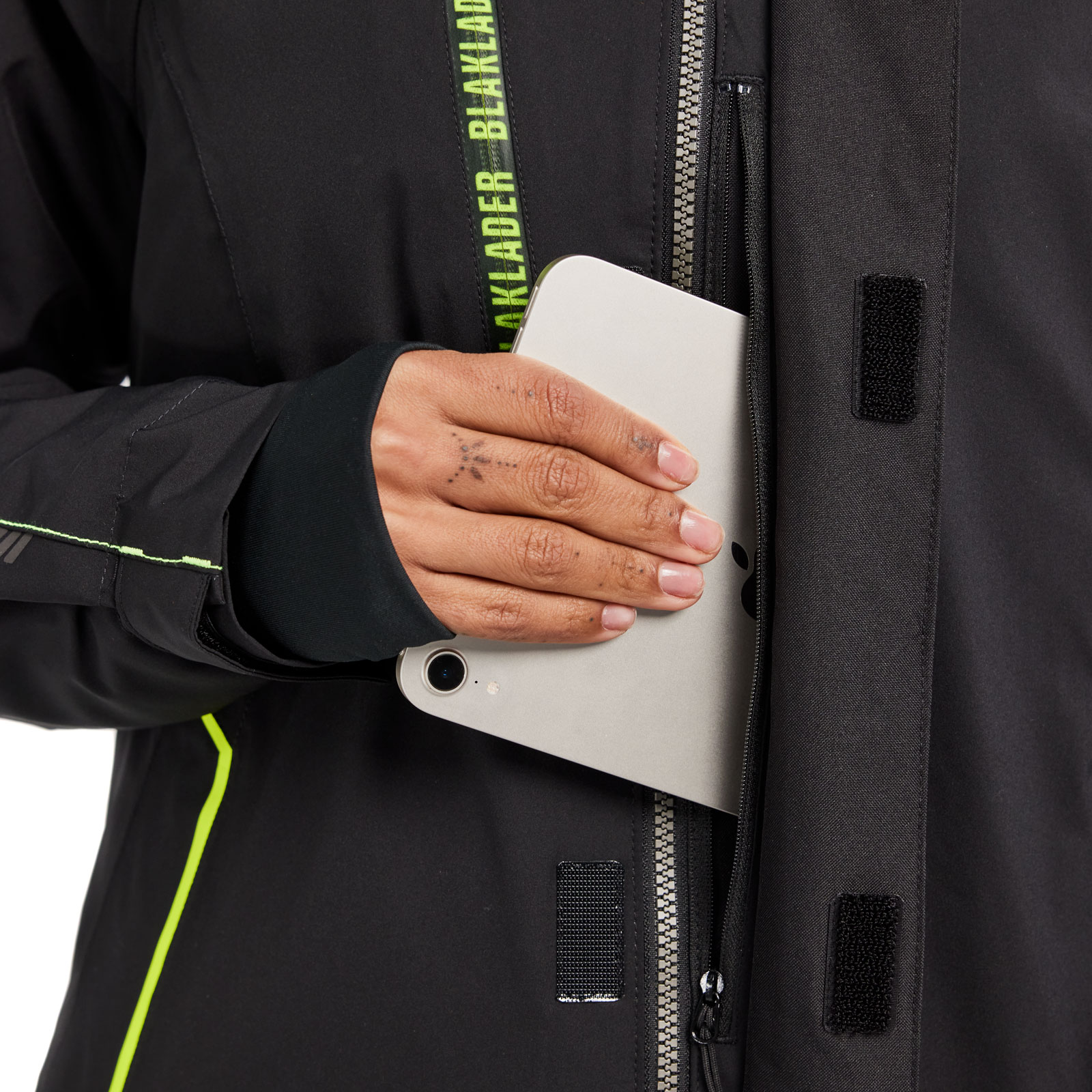 Bl&aring;kl&auml;der dame jakke full stretch, Svart/Hi-Vis Gul, large image number 5