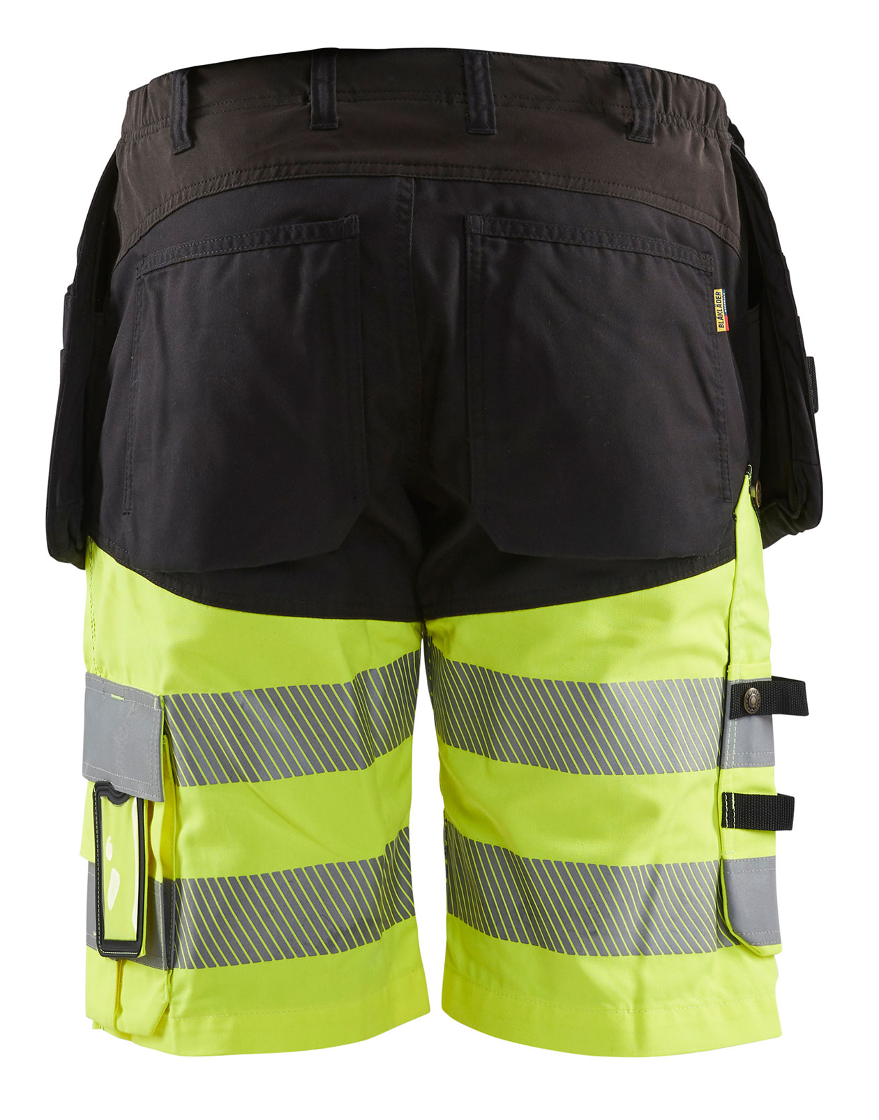 Bl&aring;kl&auml;der stretch hantverksshorts, Svart/Varselgul