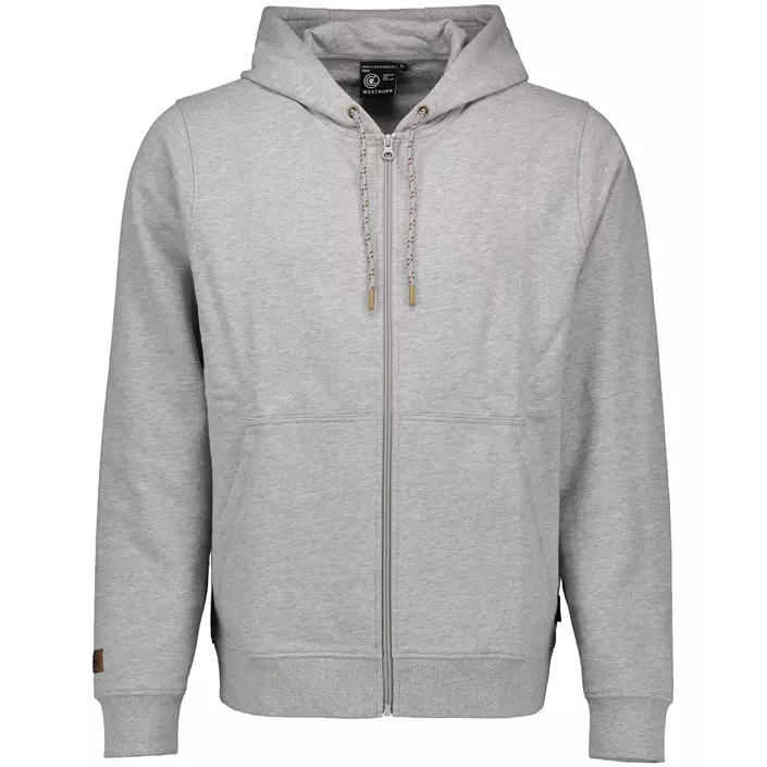 Westborn hoodie med dragkedja, Light Grey Melange, large image number 0