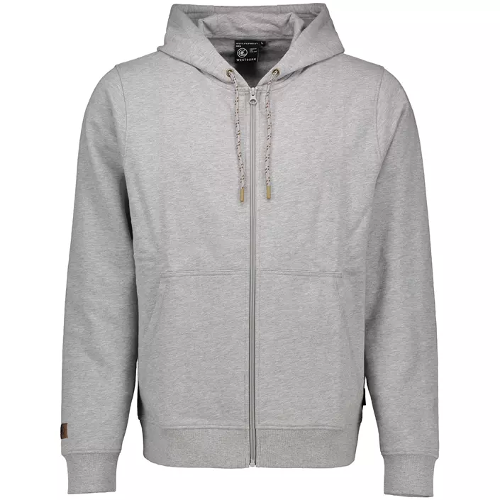 Westborn hoodie med dragkedja, Light Grey Melange, large image number 0