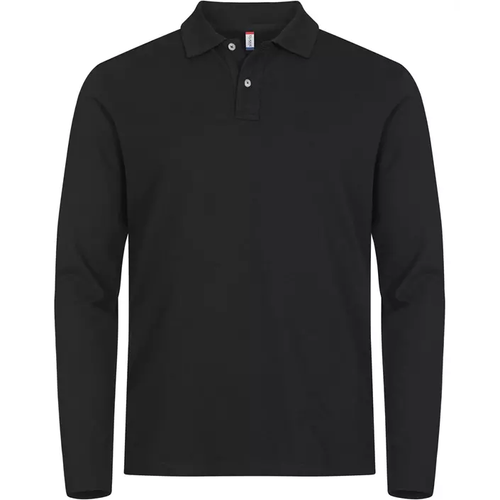 Clique Premium long-sleeved polo shirt, Black, large image number 0