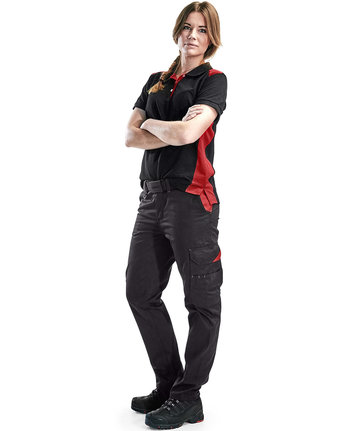 Bl&aring;kl&auml;der Unite dame polo T-skjorte, Svart/R&oslash;d