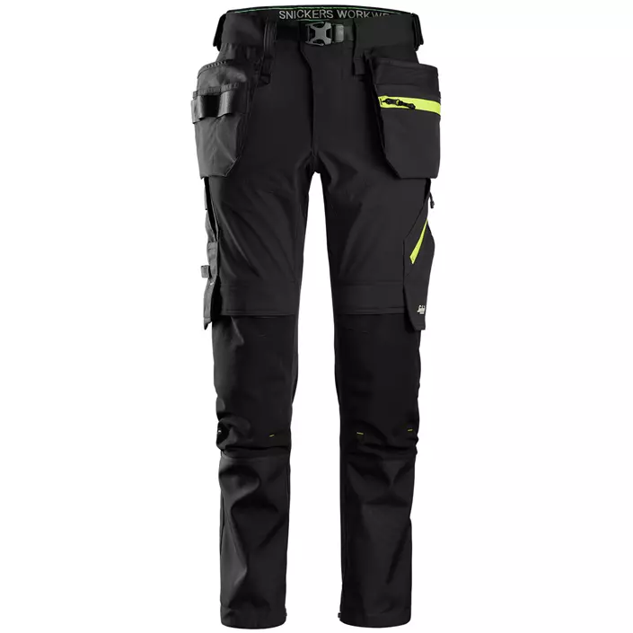 Snickers FlexiWork craftsman trousers 6940 full stretch, Black/Yellow, large image number 0