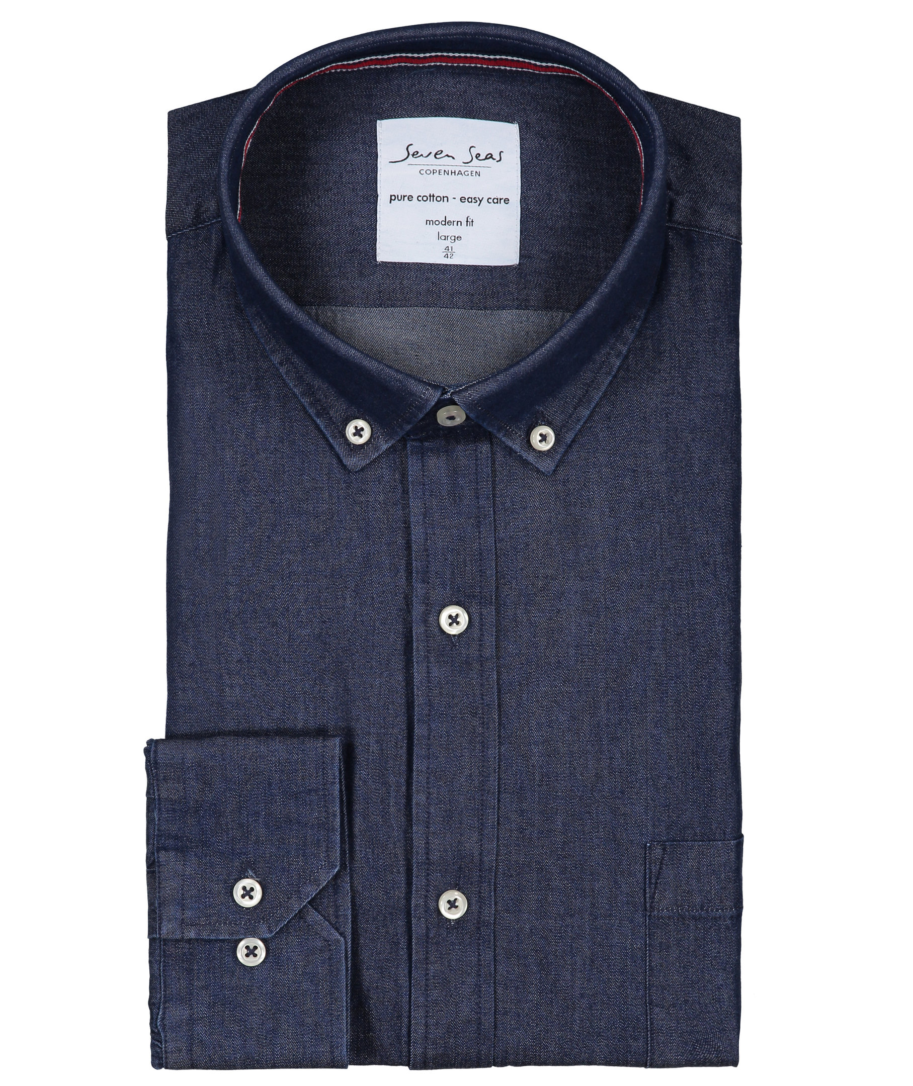 Seven Seas modern fit shirt denim, Indigo Blue, large image number 4