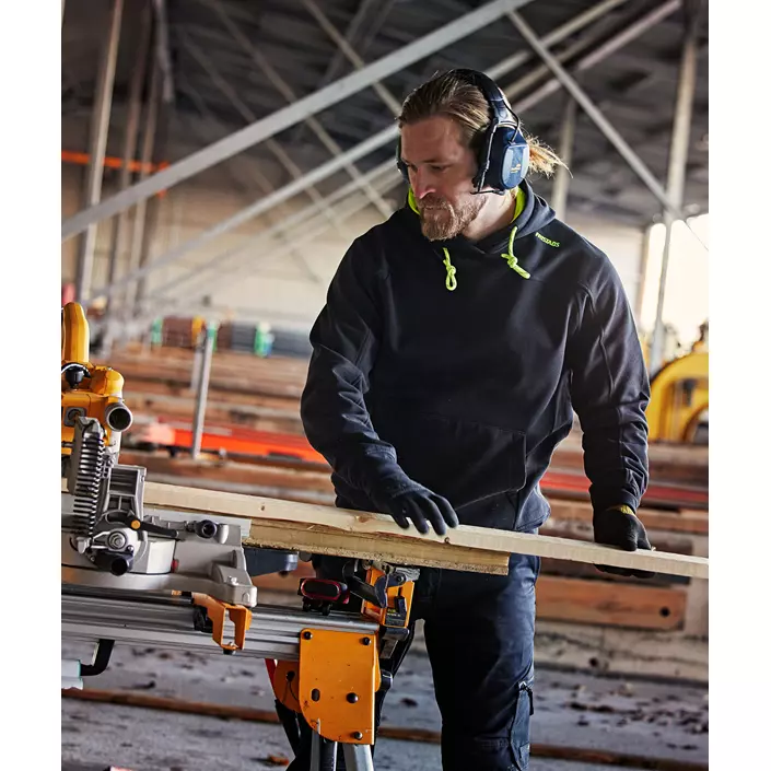 Fristads hættetrøje 7551 GSM, Sort/Hi-Vis Gul, large image number 2
