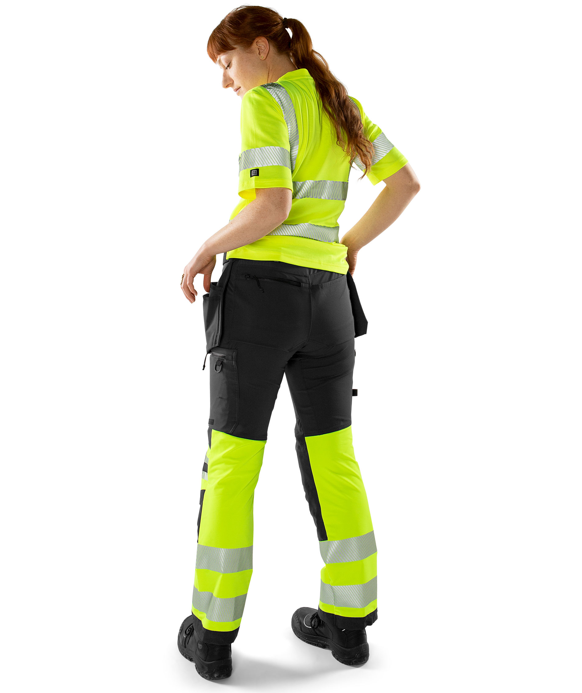 Fristads Green Damen Handwerkerhose 2663 GSTP full stretch, Hi-vis Gelb/Schwarz, large image number 3