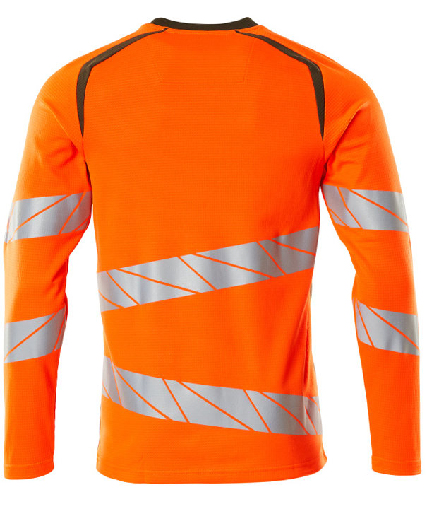 Mascot Accelerate Safe langermet T-skjorte, Hi-vis Oransje/Mosgr&oslash;nn, large image number 1