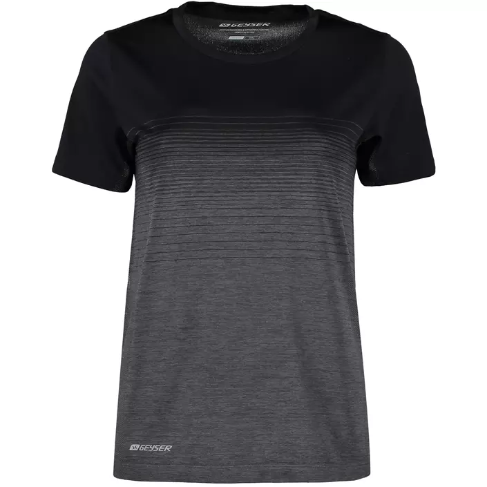 GEYSER seamless stribet dame T-shirt, Sort, large image number 0