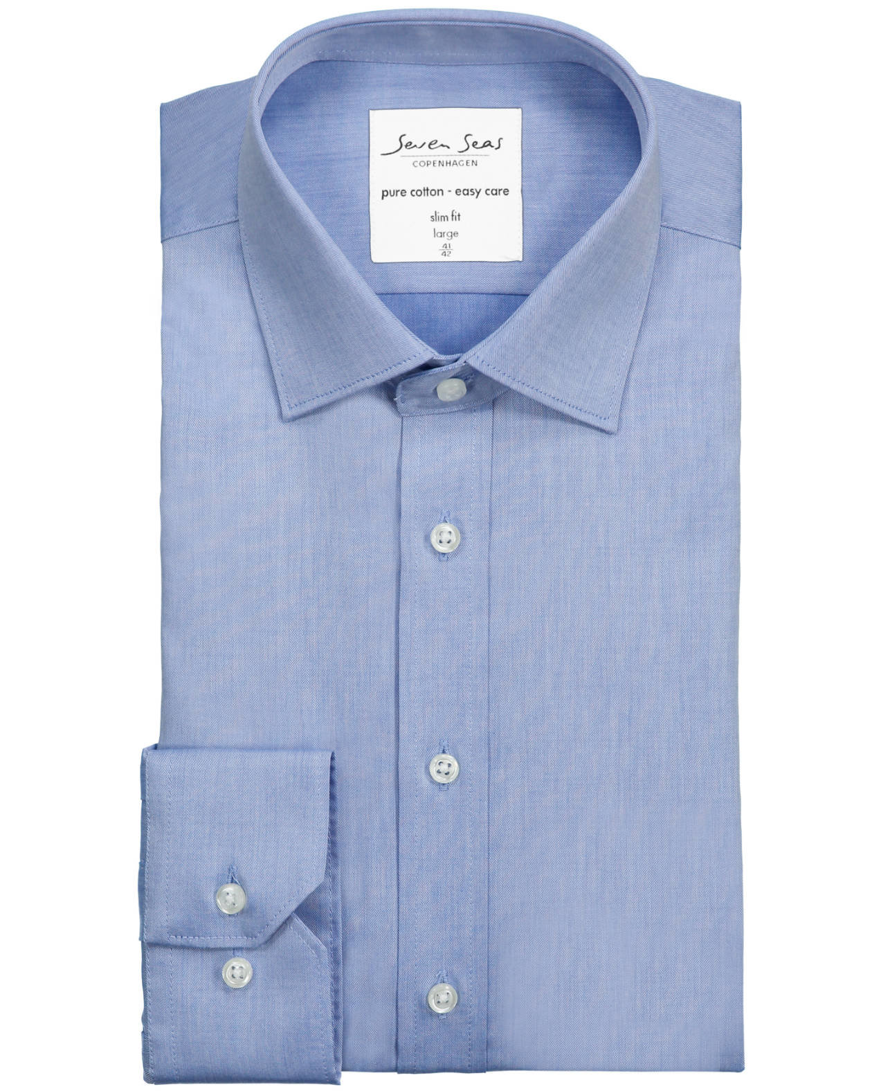 Seven Seas Fine Twill Slim fit shirt, Light Blue, large image number 4