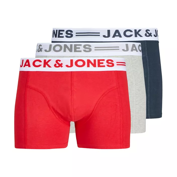 Jack & Jones Sense 3-pak boxershorts, Light Grey Melange/Dress Blues/Salsa, large image number 0
