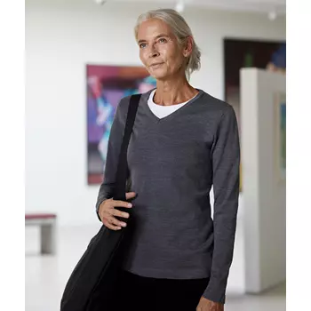 ID women's pullover with merino wool, Grey Melange