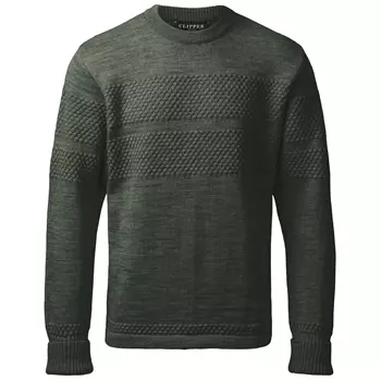Clipper Saltum knitted pullover, Olive melane
