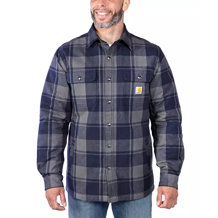 Carhartt foret flannel skjortejakke, Navy, large image number 2