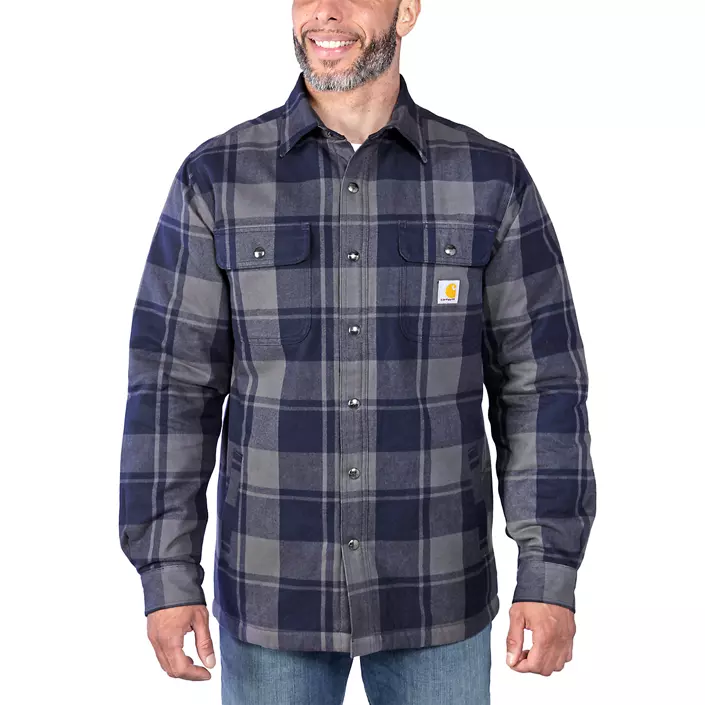 Carhartt foret flannel skjortejakke, Navy, large image number 2