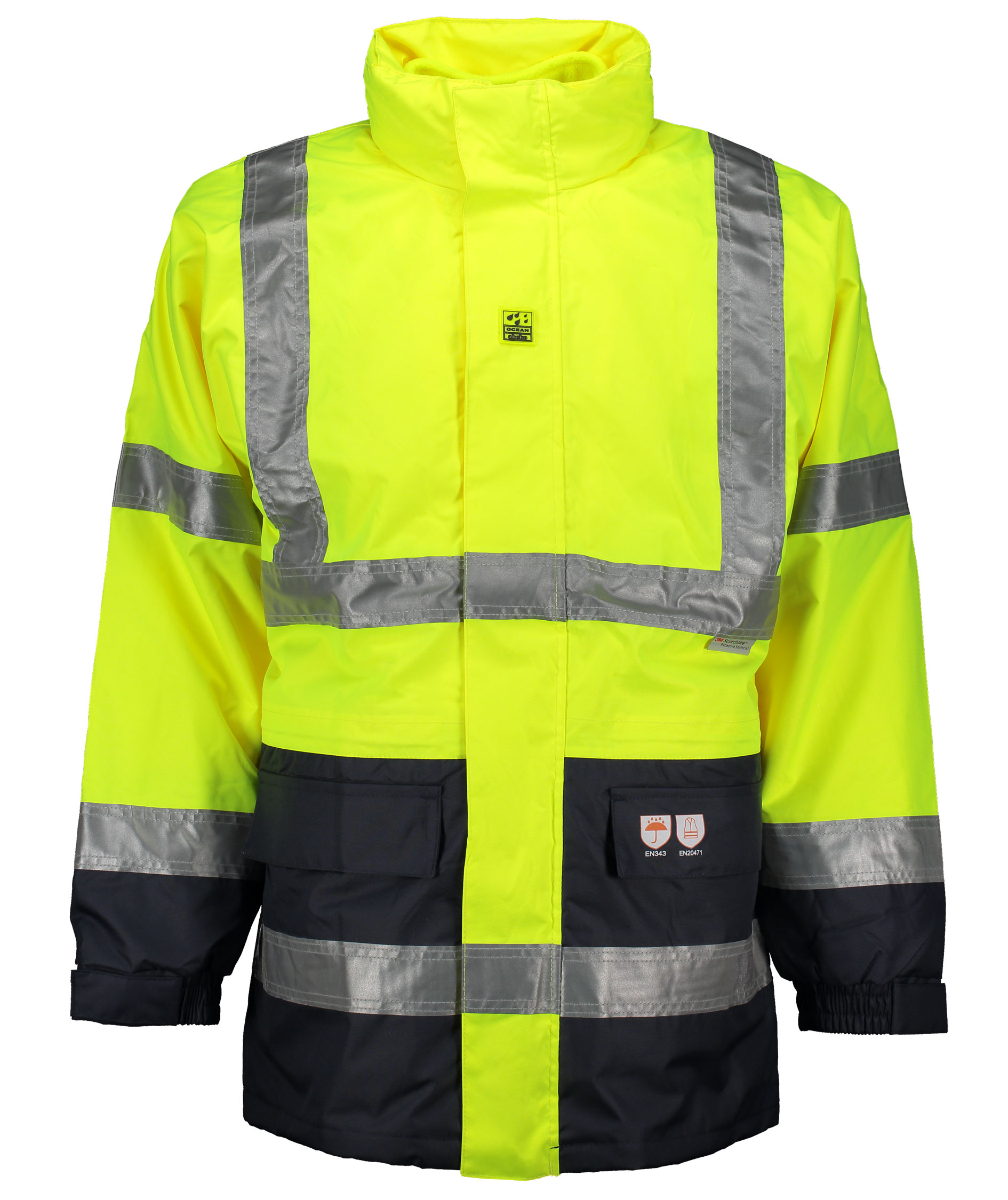 Ocean 4-in-1 winter jacket, Hi-vis Yellow/Marine