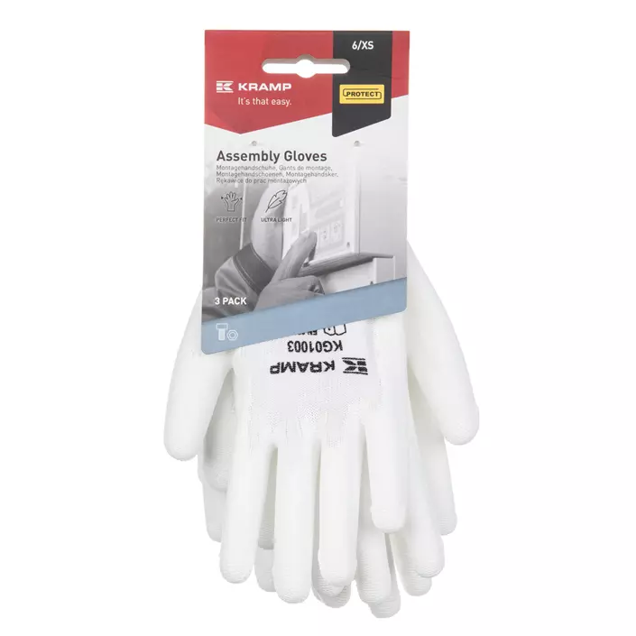 Kramp 3-pack mounting gloves, White, large image number 2