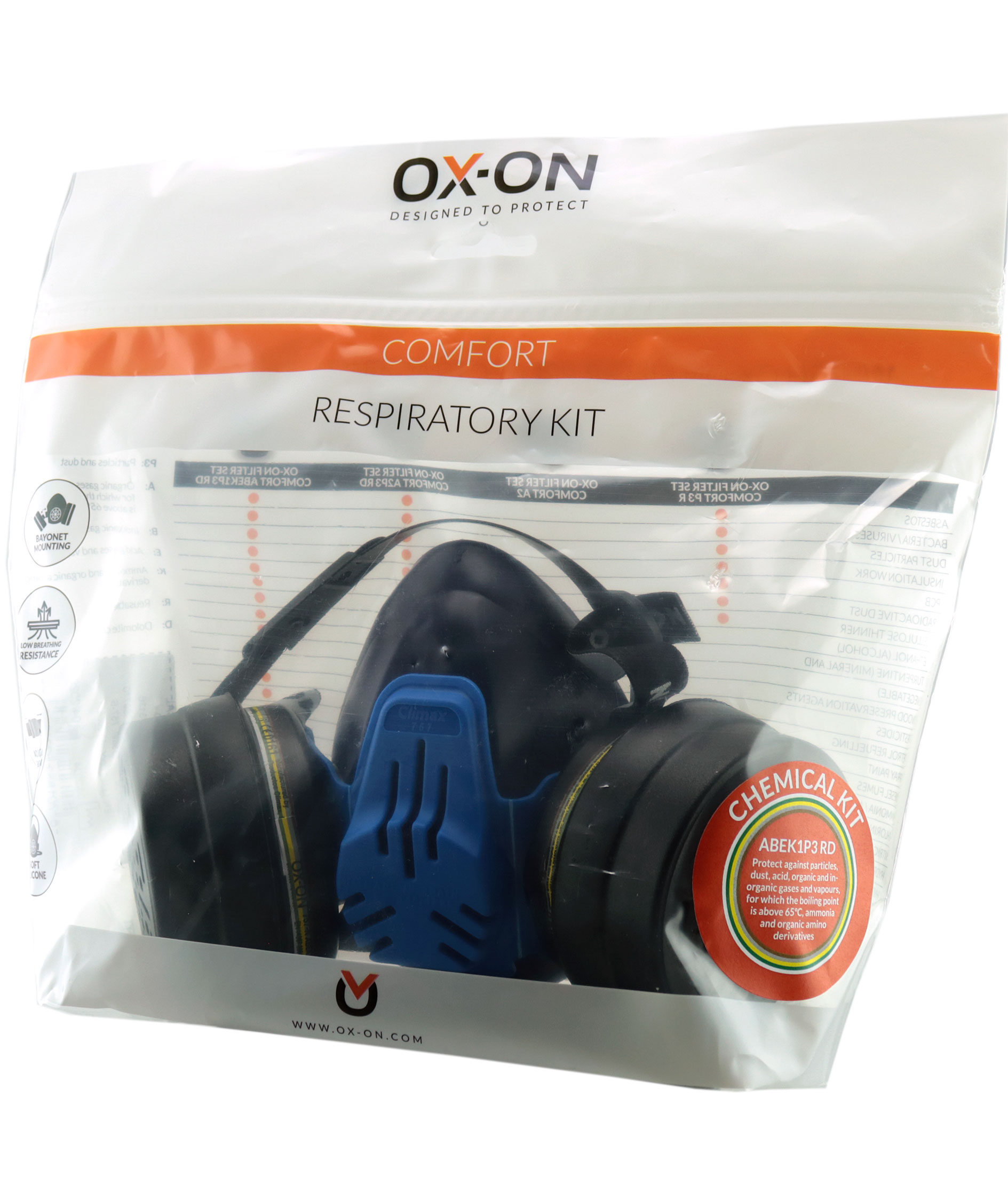 OX-ON half mask chemical comfort ABEK1P3D, Blue, Blue, large image number 1