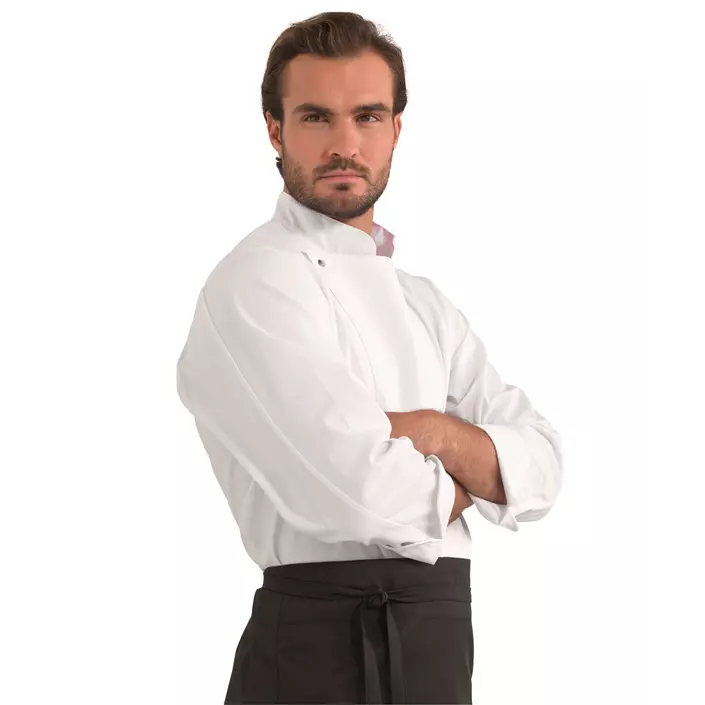 Kentaur long-sleeved chefs jacket in satin striped quality, White, large image number 1