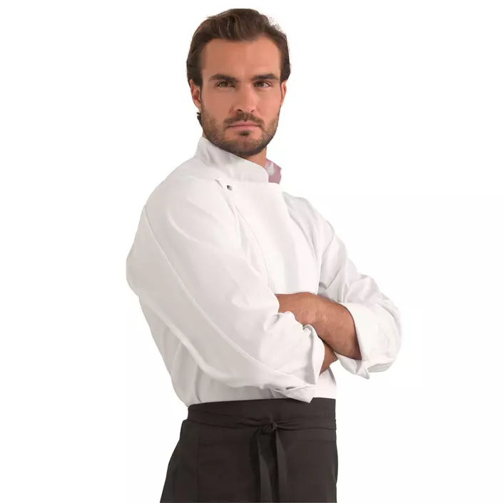 Kentaur long-sleeved chefs jacket in satin striped quality, White, large image number 1