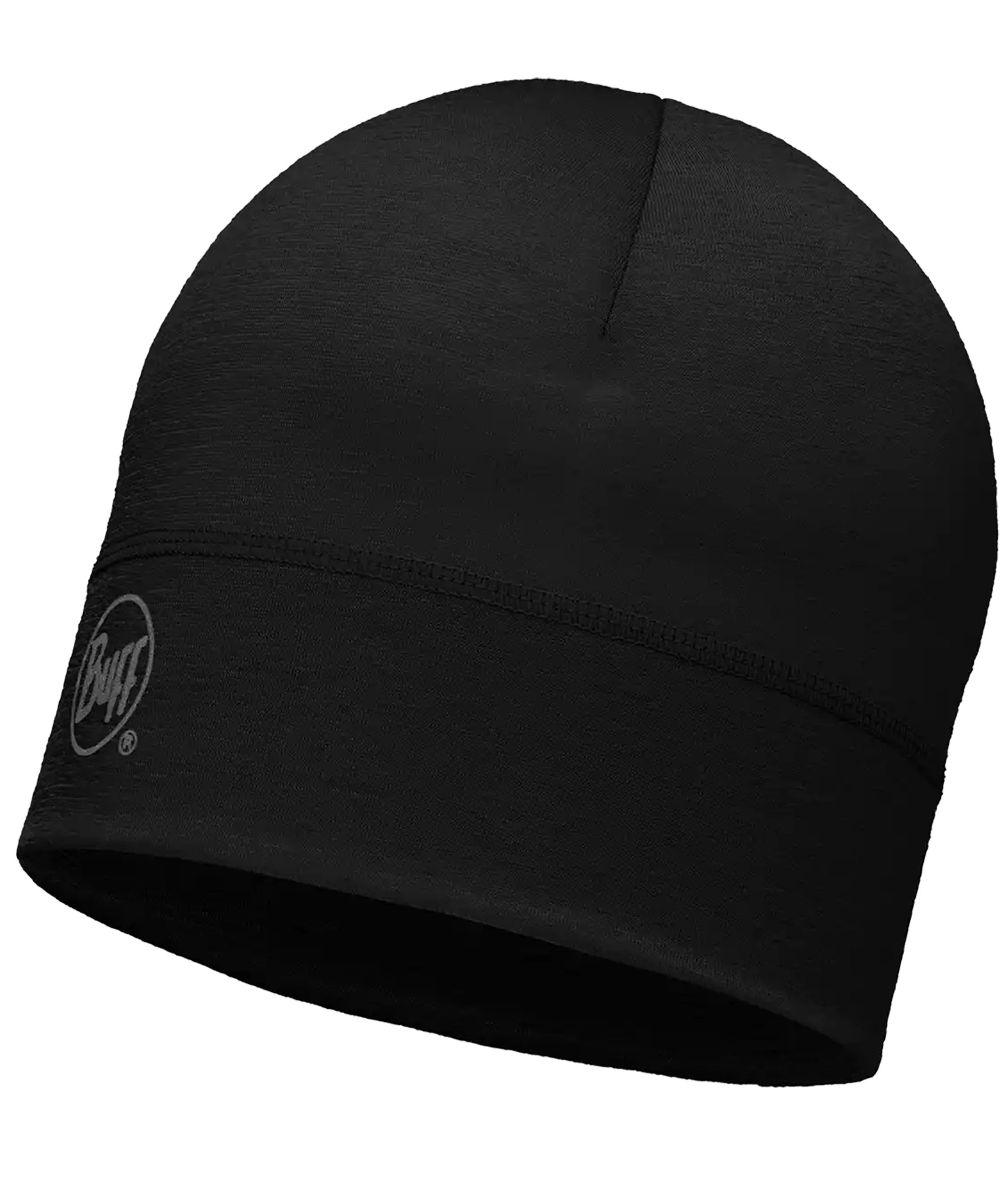 BUFF knitted beanie with merino wool, Black, Black, swatch