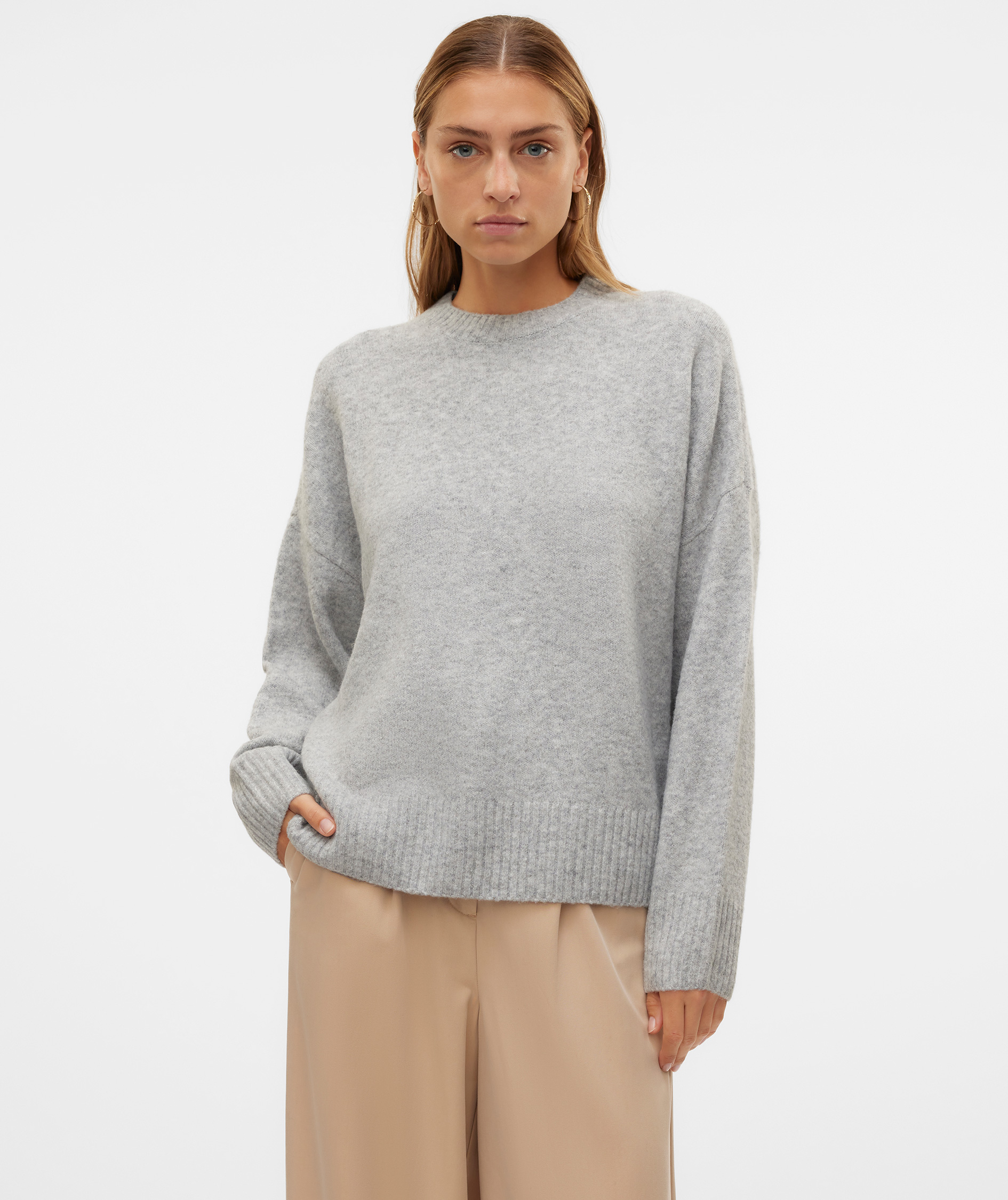 Vero Moda VMBOOM women's knitted pullover, Light Grey Melange, large image number 5