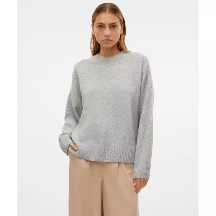 Vero Moda VMBOOM stickad tröja dam, Light Grey Melange, large image number 5