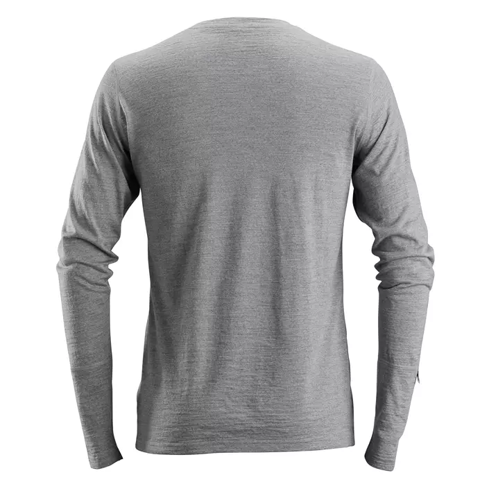 Snickers AllroundWork long-sleeved T-shirt 2427 merino wool, Grey Melange, large image number 2