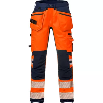 Fristads women's craftsman trousers 2710 PLU, Hi-vis Orange/Marine