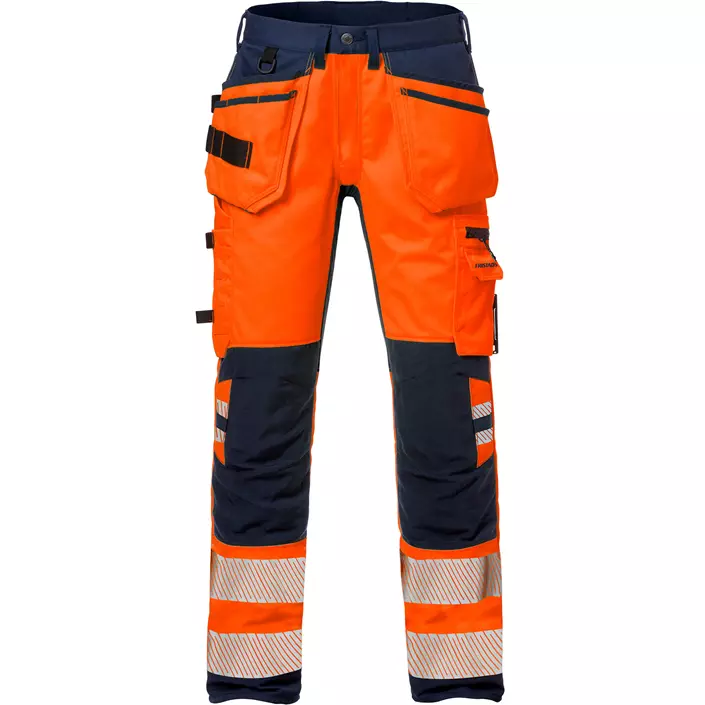 Fristads women's craftsman trousers 2710 PLU, Hi-vis Orange/Marine, large image number 0