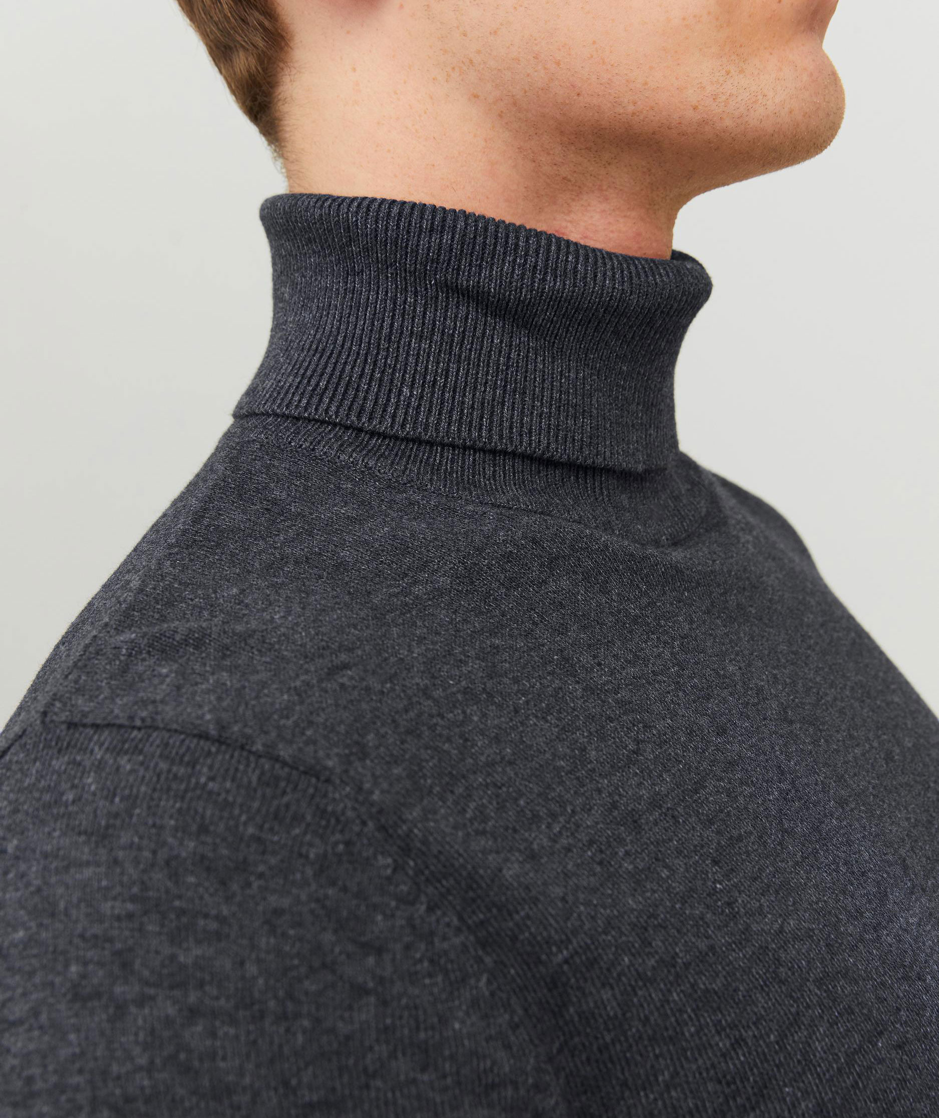 Jack & Jones JJEEMIL rullekrave striktr&oslash;je, Dark Grey Melange, large image number 5