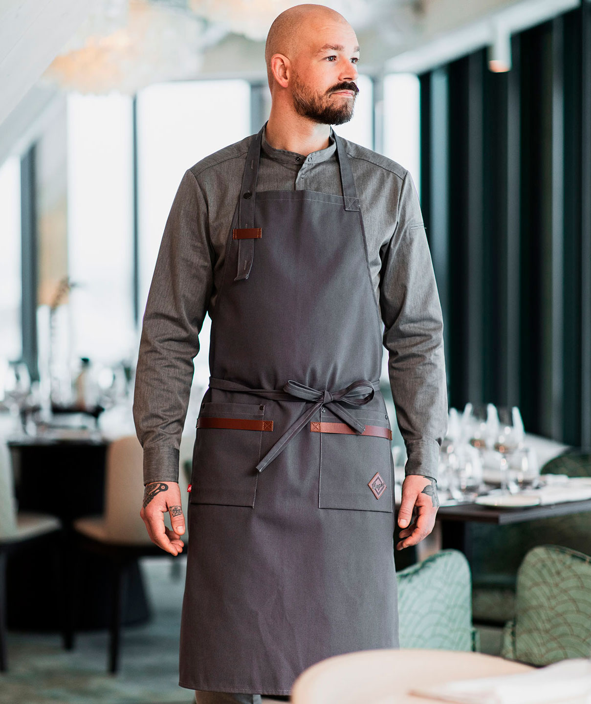 Segers 1109 chef shirt, Grey melange