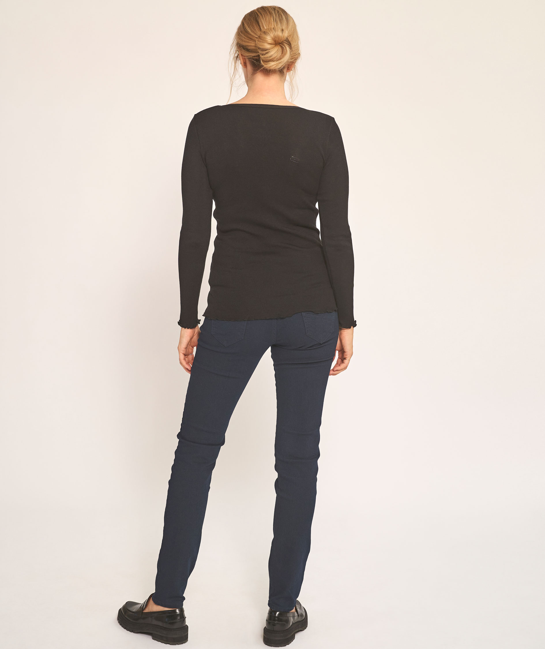 Claire Woman dame lang&aelig;rmet T-shirt med merinould, Sort, large image number 3