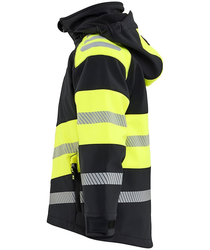 Bl&aring;kl&auml;der softshell jacket for kids full stretch, Black/Hi-Vis Yellow, large image number 4