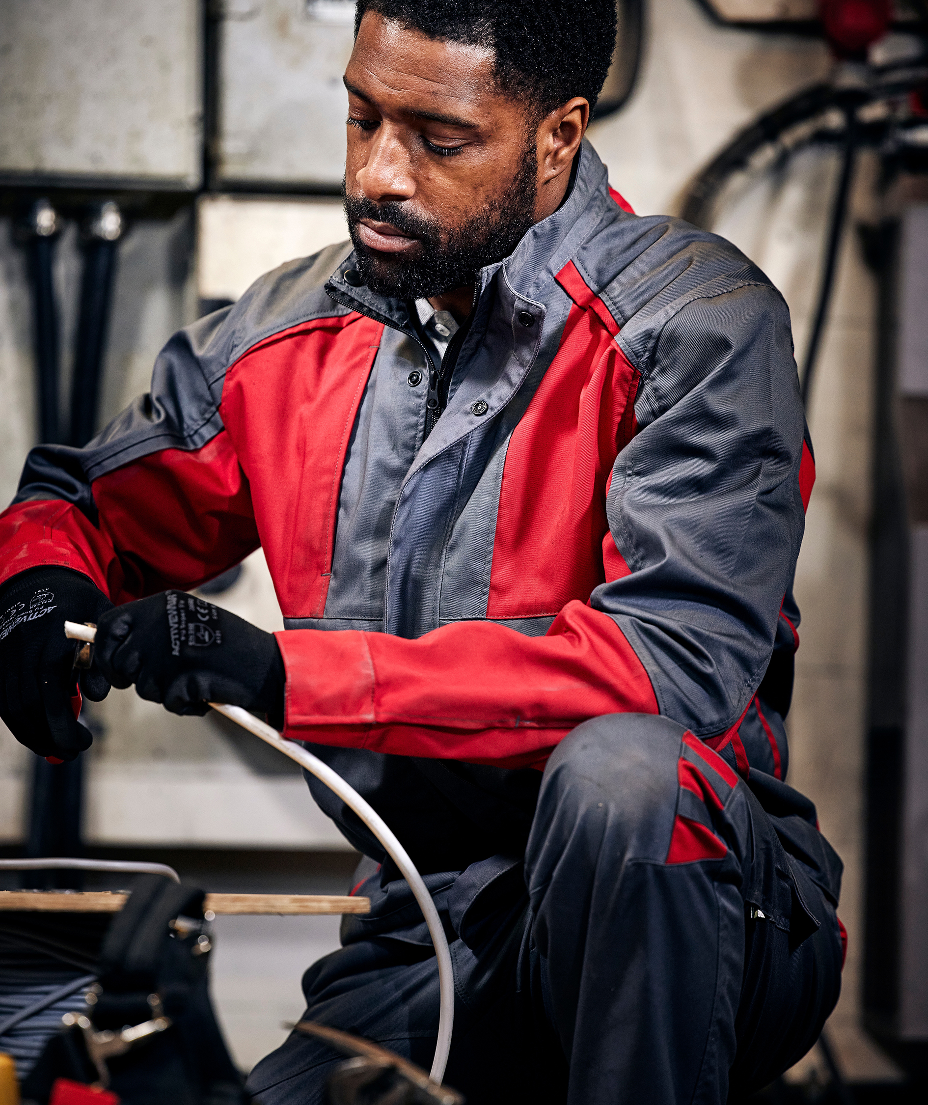 Fristads Green arbetsjacka 4930 GWM, Gr&aring;/R&ouml;d, large image number 6