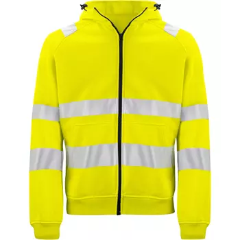 ProJob hoodie with zipper, Hi-vis Yellow/Black