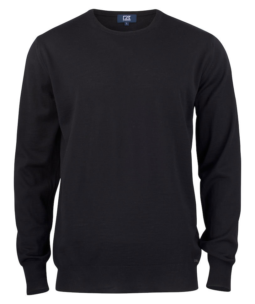 Cutter & Buck Kennewick Crewneck with merino wool, Black, Black, swatch