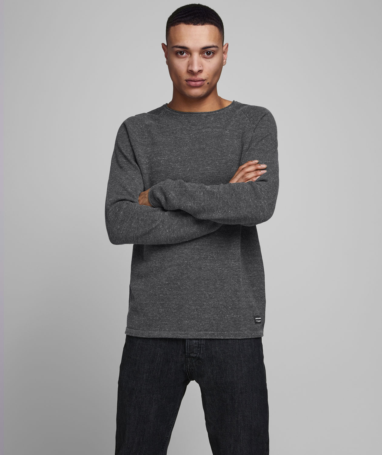 Jack & Jones JJEHILL Strickpullover, Dark Grey Melange