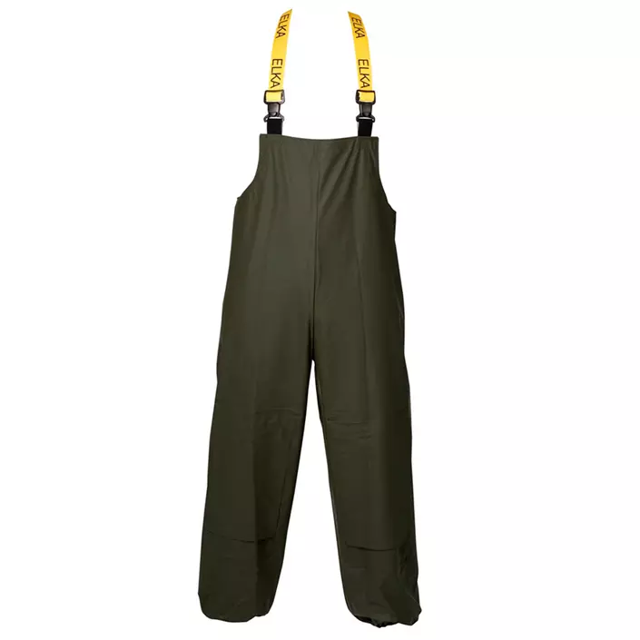Elka PU rain bib and brace trousers, Olive Green, large image number 0