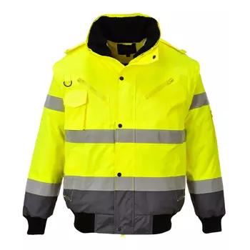 Portwest 3-in-1 pilotjacket with detachable sleeves, Hi-vis Yellow/Grey