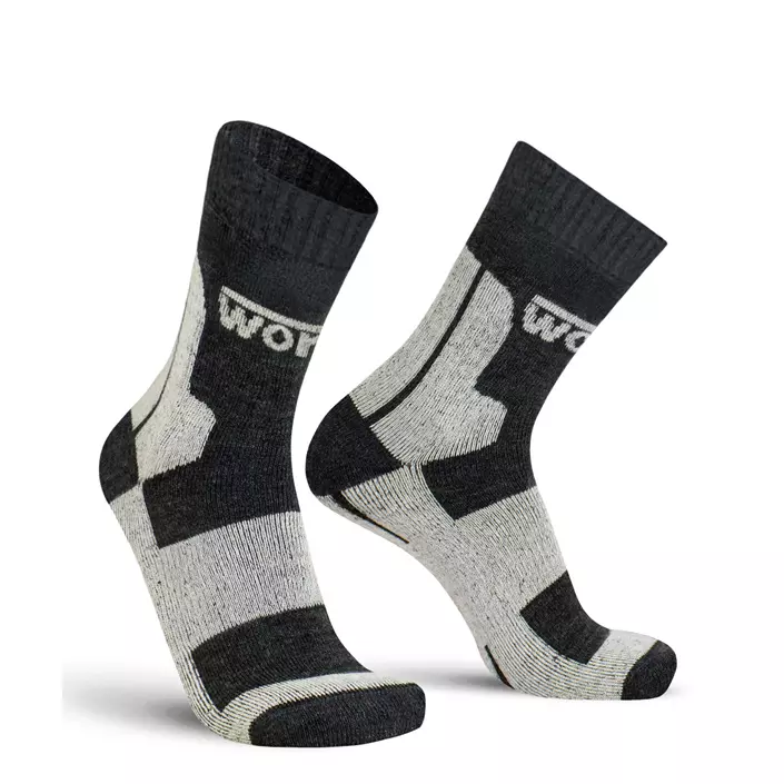 Worik Mohair socks with wool, Light Grey Melange/Black, large image number 0