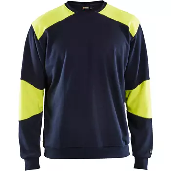 Blåkläder Anti-flame Sweatshirt, Marine/Hi-Vis gelb