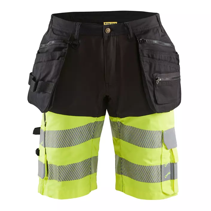 Blåkläder stretch craftsman shorts, Black/Hi-Vis Yellow, large image number 0