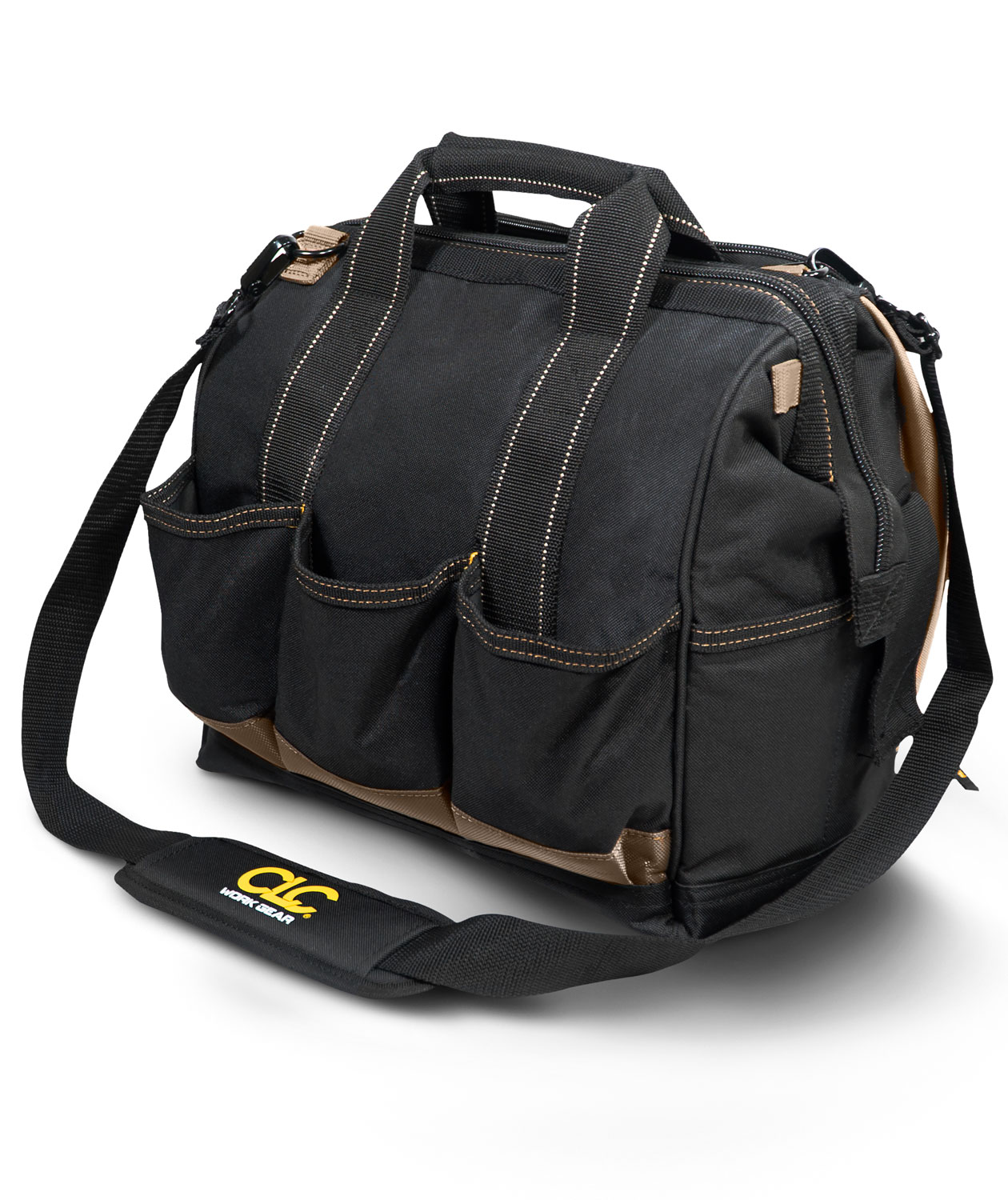 CLC Work Gear 1537 medium tool bag 19,5L, Black/Brown, Black/Brown, large image number 3