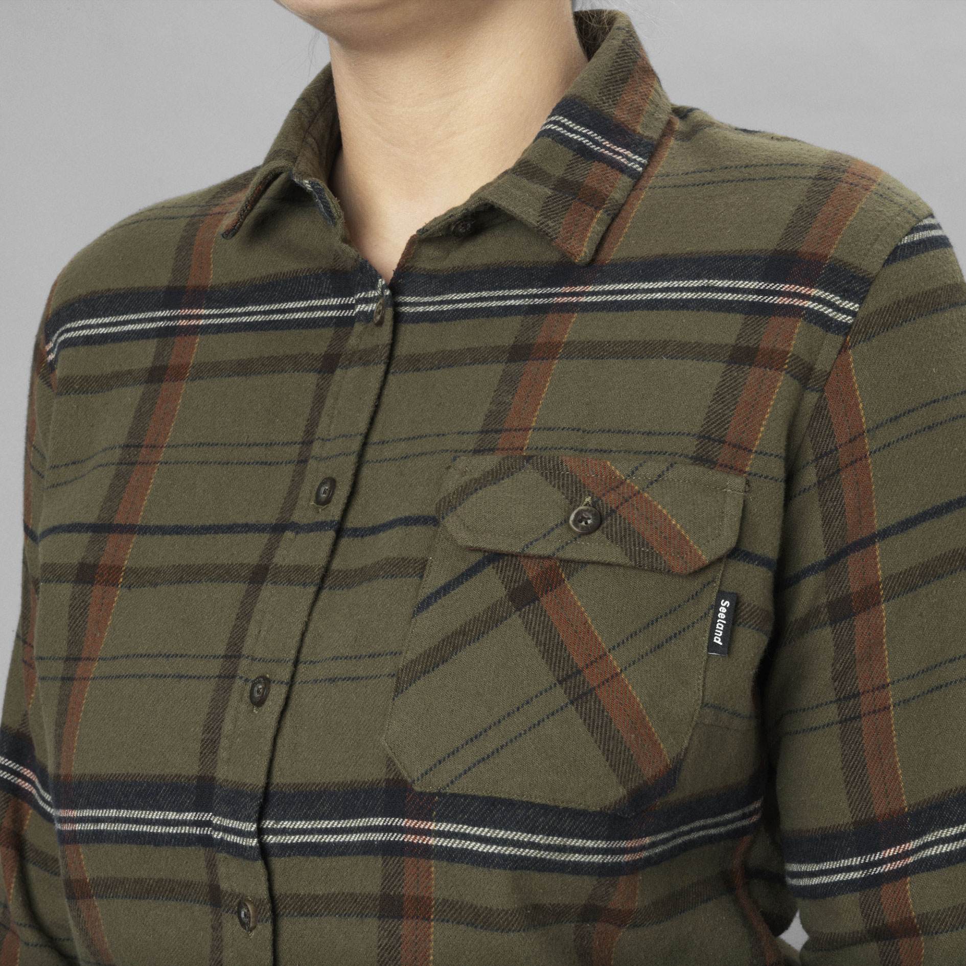 Seeland Skye women's flannel shirt, Grape leaf/Terracotta check, large image number 6
