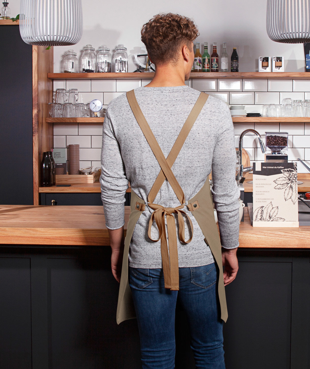 Karlowsky bib apron with pocket, Urban-look, Pebble grey, Pebble grey, large image number 3